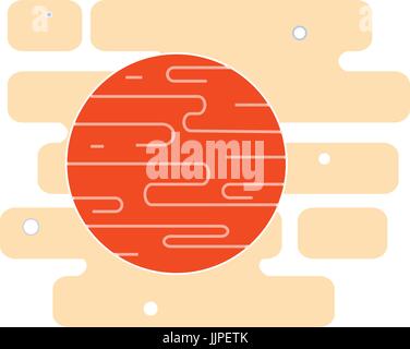 Red planet Mars icon in the space with stars. Vector flat illustration. Stock Vector