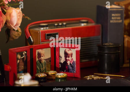 *** EMBARGOED to 00:01 BST, FRIDAY, 21 JULY 2017 *** Pictured: To mark the 20th anniversary of the death of Diana, Princess of Wales, a desk is displayed at which The Princess worked inn her sitting room at Kensington Palace. Many of the objects have been selected by the Duke of Cambridge and Prince Harry. This summer, visitors to the State Rooms at Buckingham Palace will enjoy a special display of more than 200 gifts presented to Her Majesty The Queen throughout her 65-year reign and a special tribute to Diana, Princess of Wales. The State Rooms are open to the public from 22 July to 1 Octob Stock Photo