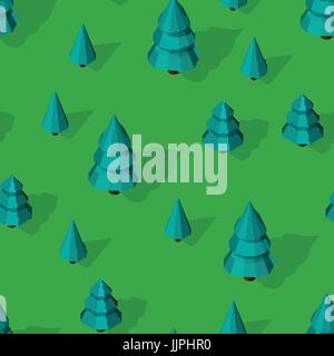 Seamless pattern with isometric trees Stock Vector