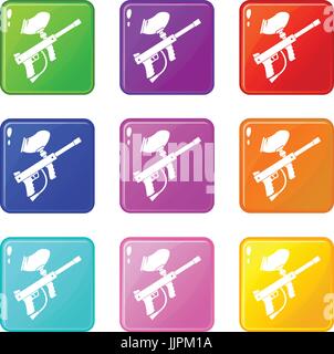 Paintball marker set 9 Stock Vector
