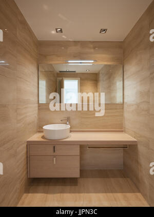 Beige marble bathroom Stock Photo