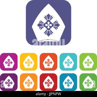 Christian hat icons set Stock Vector
