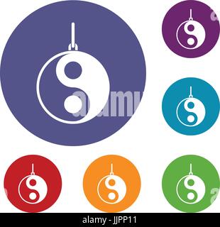 Yin Yang symbol icons set Stock Vector