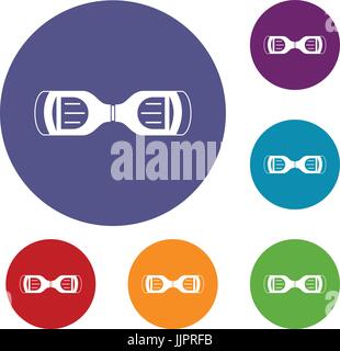 Hoverboard gyro pod top view icons set Stock Vector