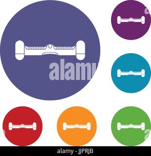 Dual wheel self balancing electric skateboard set Stock Vector