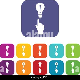 A finger pointer and light bulb icons set Stock Vector
