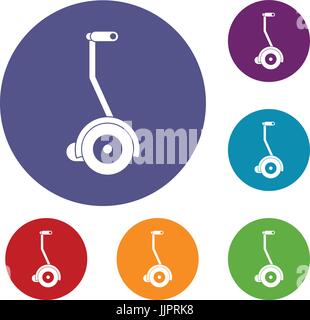 Electrical self balancing scooter icons set Stock Vector