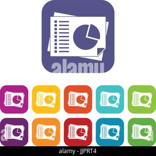 Sheets of paper with charts icons set Stock Vector Image & Art - Alamy