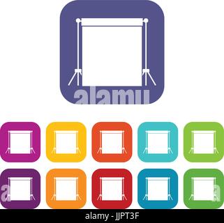 Studio backdrop icons set Stock Vector