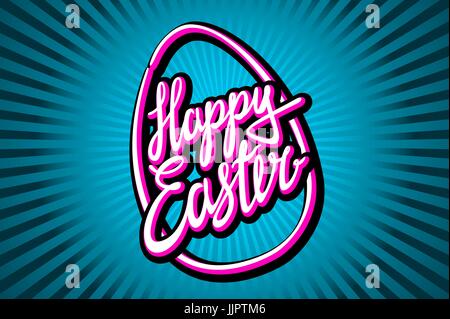 Hand lettering "Happy Easter' in vintage style. art Stock Vector