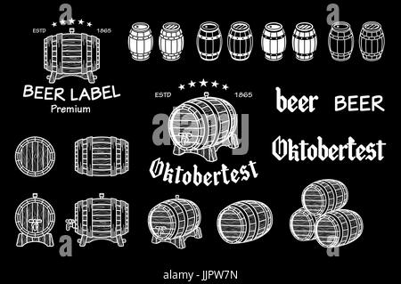Vector barrel drawn on the chalkboard. Eps8. RGB. One global color. Gradients free. Each elements are grouped separately Stock Vector