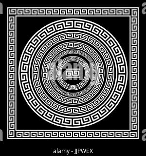 Greek traditional meander border set. Vector antique frame pack. Decoration element patterns in black and white colors. Ethnic collections. Vector ill Stock Vector