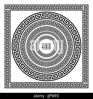 Greek traditional meander border set. Vector antique frame pack. Decoration element patterns in black and white colors. Ethnic collections. Vector ill Stock Vector