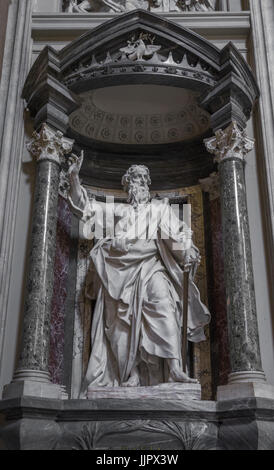 Sculpture of the Apostle St. Paul the Greater by Pierre-Etienne Monnot on the nave of the Archbasilica of St John Lateran in Rome. Rome, Italy, June 2 Stock Photo