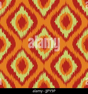 orange Wild green and red Ikat Seamless Background Pattern vector art Stock Vector