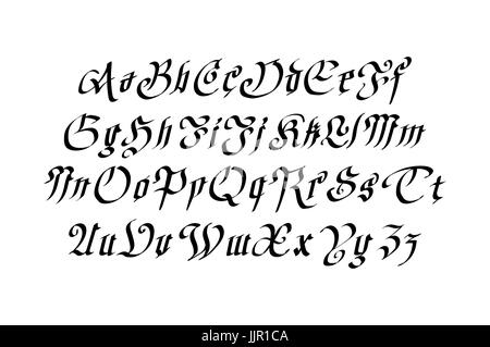 Blackletter gothic script hand-drawn font art vector Stock Vector