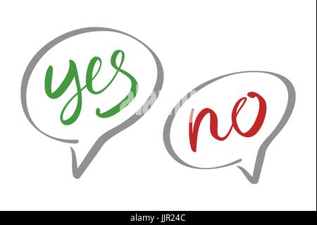 Yes No speech bubbles vector lettering art Stock Vector