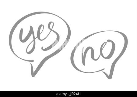 Yes No speech bubbles vector lettering art Stock Vector