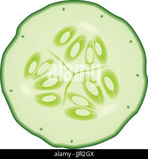 Slice Of Fresh Cucumber Isolated On A White Background. Stock Vector