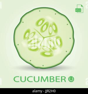 Slice Of Fresh Cucumber Isolated On A Background. Stock Vector