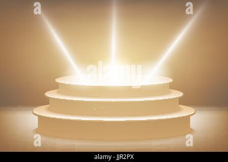 A 3d illustration of blank template layout of white empty musical, theater, concert or entertainment stage. art Stock Vector