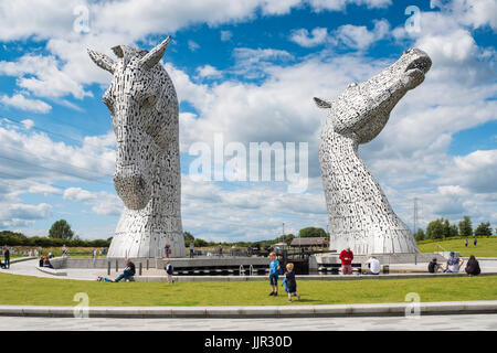 The Kelpies sculptures in Helix Park, Falkirk, Scotland, United Kingdom. Stock Photo