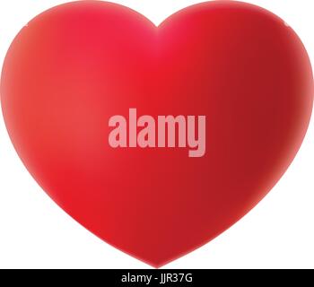 Big Red 3D Heart On A White Background. Realistic Vector Illustration. Stock Vector