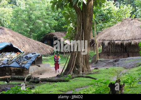 Tribal huts in Karnataka,India. Stock Photo