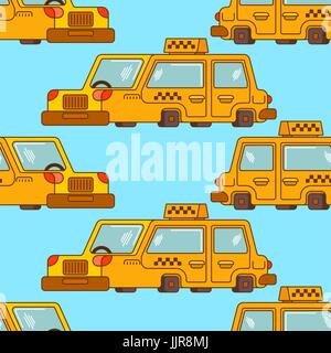 Taxi pattern. Yellow Car Transportation of people background Stock Vector