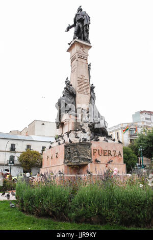 Monument in Plaza Murillo (Murillo Square), La Paz, Bolivia, South America Stock Photo