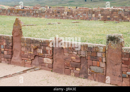 Temple Kalasasaya in Tiwanaku, Pre-Columbian archaeological site, Bolivia, South America. UNESCO world heritage site Stock Photo