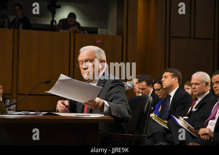 US. Attorney General Jeff Sessions during his testimony in front of the Senate Intelligence  Committee, Washington DC, June 13, 2017. Stock Photo