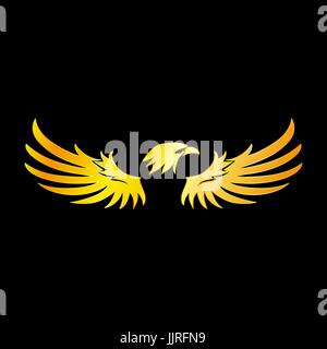 Golden Eagle with Black Background, Vector, Illustration Stock Vector