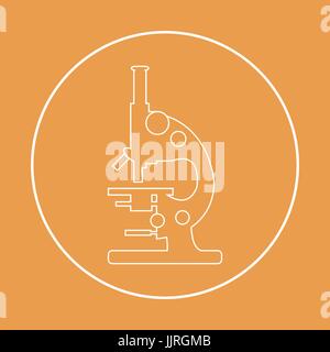 Stylized vector icon of microscope. Magnifying device sign. Laboratory equipment symbol. Stock Vector