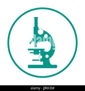 Stylized vector icon of microscope. Magnifying device sign. Laboratory equipment symbol. Stock Vector