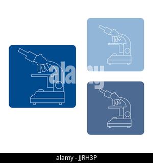 Stylized vector icons of microscope in different colors. Magnifying device sign. Laboratory equipment symbol. Stock Vector