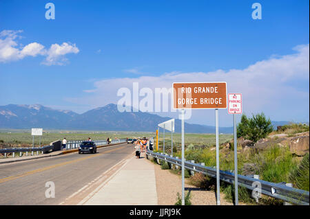 Crisis Hotline at Rio Grande Gorge, Taos, New Mexico, USA Stock Photo