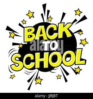 Back to school poster. Comic retro yellow alphabet. Stock Vector