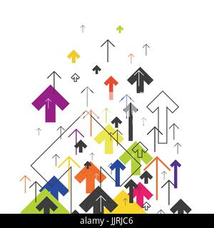 Arrows Up. Colorful arrows on white background. Abstract Success Concept. Growing arrows Illustration. Motion Up. Successful Background Cover Design f Stock Vector