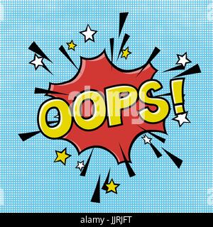 Oops! phrase in speech bubble. Comic text. Vector bubble icon speech phrase. Comics book balloon. Halftone background. Stock Vector