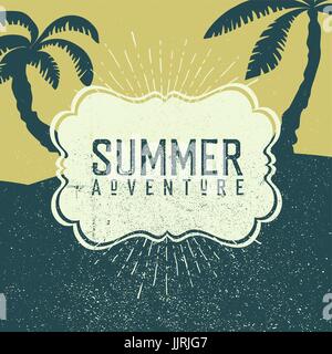 Summer adventures poster. Summer beach party poster Stock Vector
