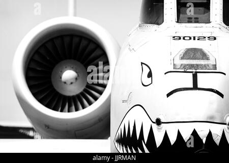Agressive, front view of an A-10 Thunderbolt. Stock Photo