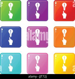 A finger pointer and light bulb set 9 Stock Vector