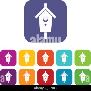 Birdhouse icons set Stock Vector