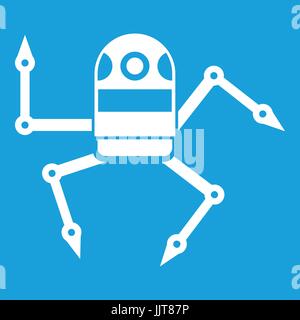 Spider robot icon white Stock Vector