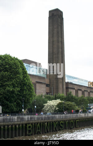 Battersea power station Battersea London UK  famous place chimney tower large big brick building outside electricity electric smoke coal fired museum Stock Photo