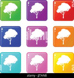 Tree with a rounded crown set 9 Stock Vector