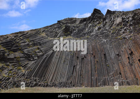 Basalt columns at the base of Pico de Ana Ferreira mountain in Porto Santo, Portugal Stock Photo