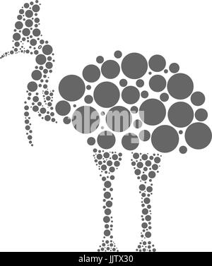 Cassowary isolated on white background. Outline flat style. Tropical bird Stock Vector