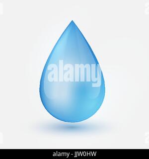 Blue shiny single water drop isolated Stock Vector